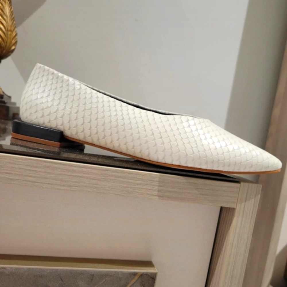 White Leather Flats